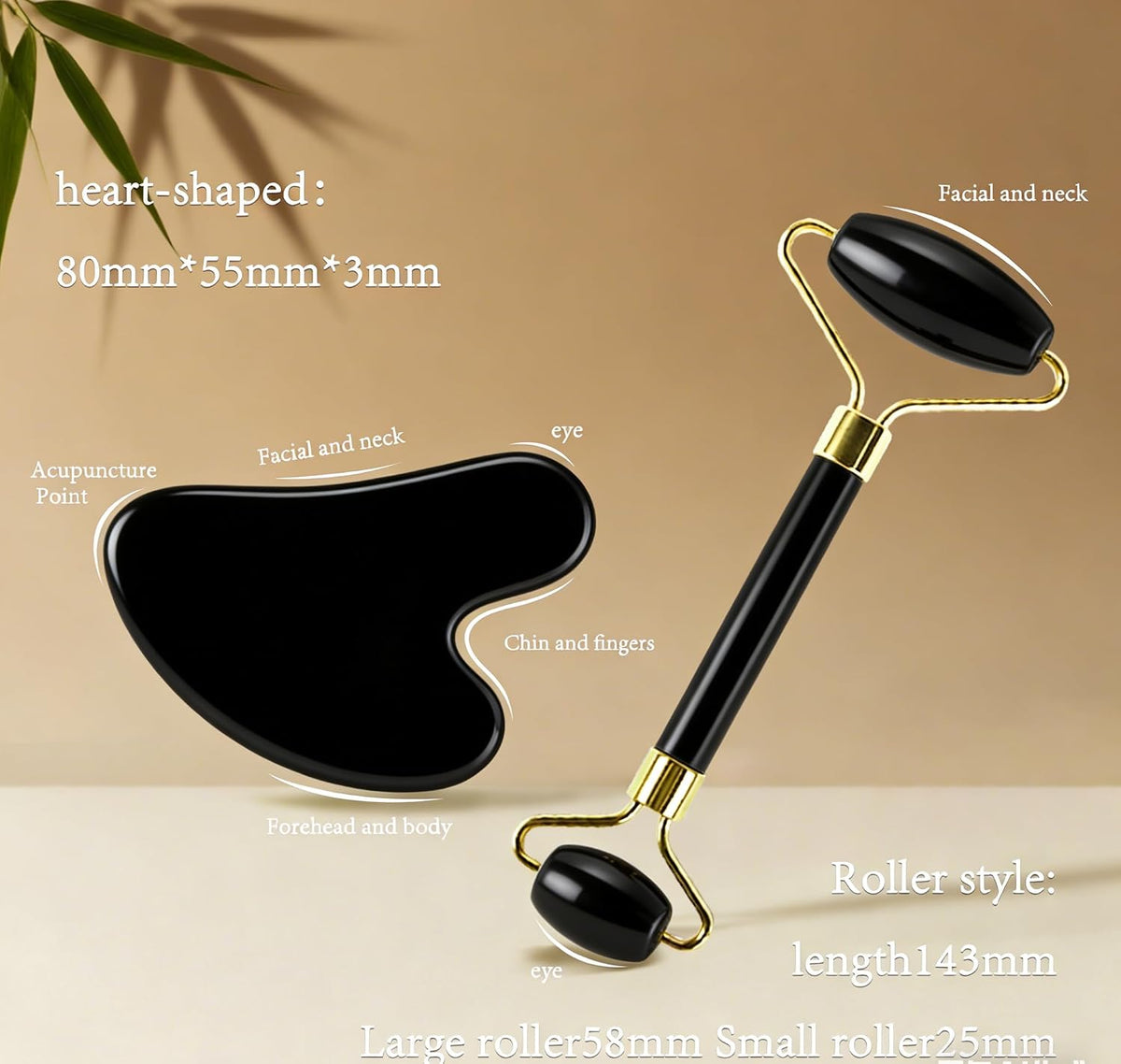 Jade Roller Gua Sha Tools - Nature Gua Sha Facial Tool Skin Tightening Face Massager Anti-Aging Jade Face Roller Puffiness Reducing Guasha Stone for Women Men（Green）
