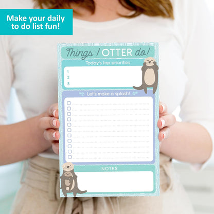 T MARIE Daily To Do List Notepad - 50 Sheets 5.5 x 8.5” Productivity Task Planner and Habit Tracker Pad - Cute Otter Gift Idea and Office Supplies to Reach Goals and Track Tasks and Appointments