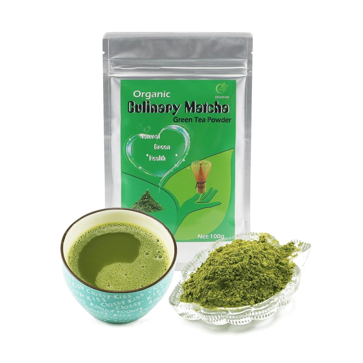 EFOOFAN Organic Ceremonial Matcha Powder, 1st Harvest Shade-Grown, 45g Tin