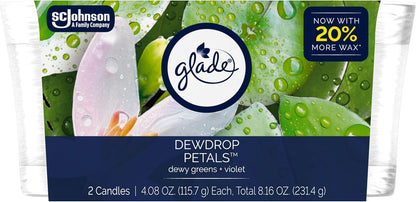 Glade 1-Wick Scented Candle Jar, Clean Linen, Air Freshener Infused with Essential Oils, 4.08 Oz, 2 Count
