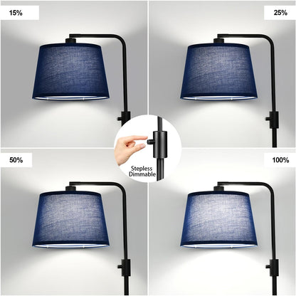 【Upgraded】 Dimmable Floor Lamp, 1000 Lumens LED Edison Bulb Included, Arc Floor Lamps for Living Room Modern Standing Lamp with Linen Shade, Tall Lamp for Bedroom Office Dining Room- Black