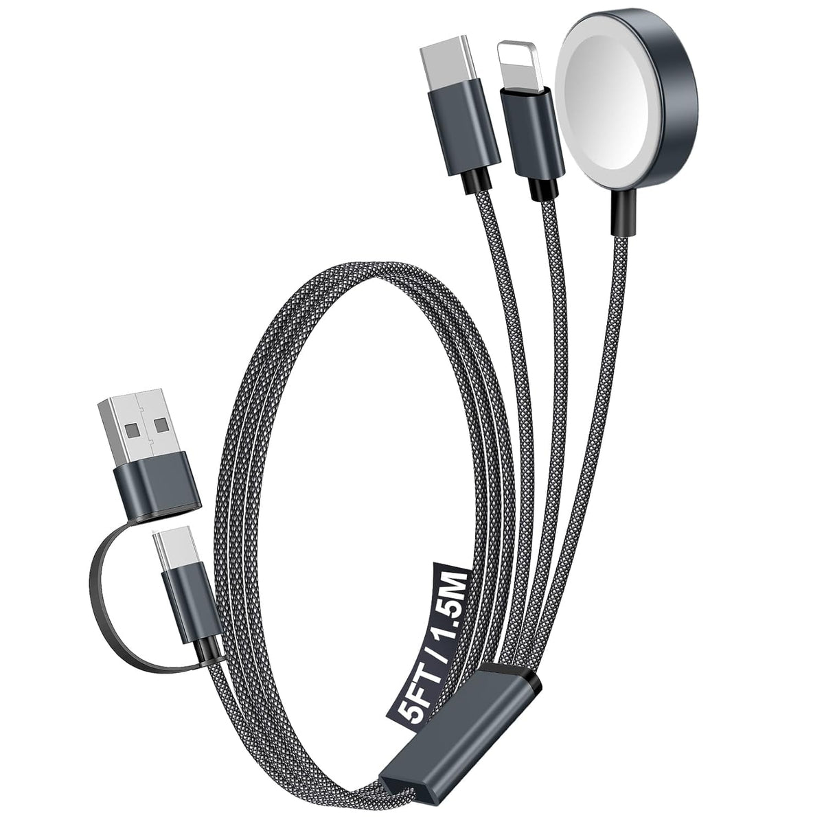Travel Essentials for Apple Watch Charger,3-in-2 Multi Charging Cable