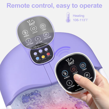 Collapsible Foot Spa Bath Massager with Heat Bubbles and Vibration Massage and Jets, 16oz Tea Tree Oil Foot Soak with Epsom Salt, Foot Bath Basin with Red Light & Remote - Pink
