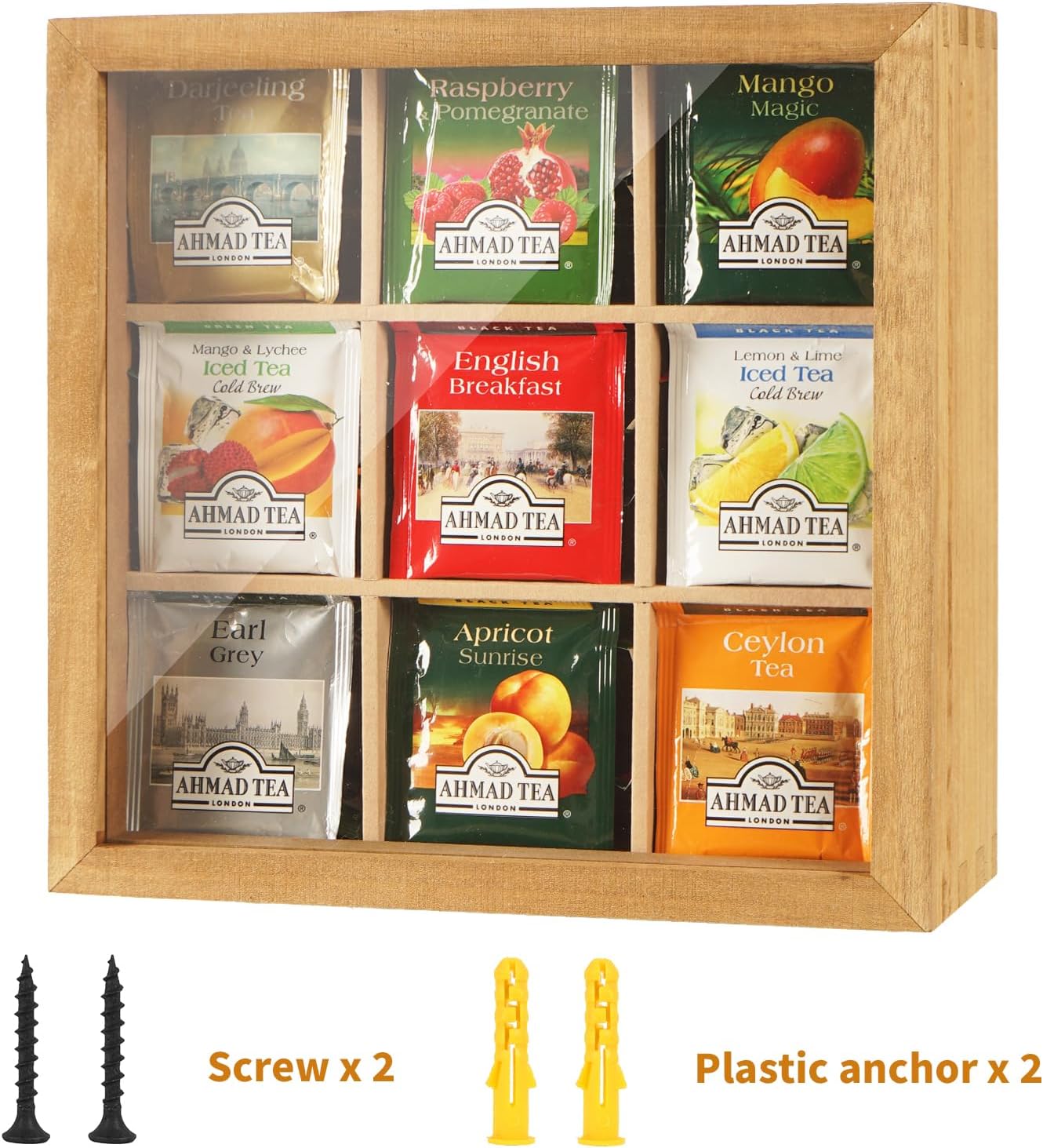 Wood Tea Bag Organizer, 6 Compartment Multi-Functional Tea Box and Storage Organizer for Tea Bags, Tea Container for Tea Lovers