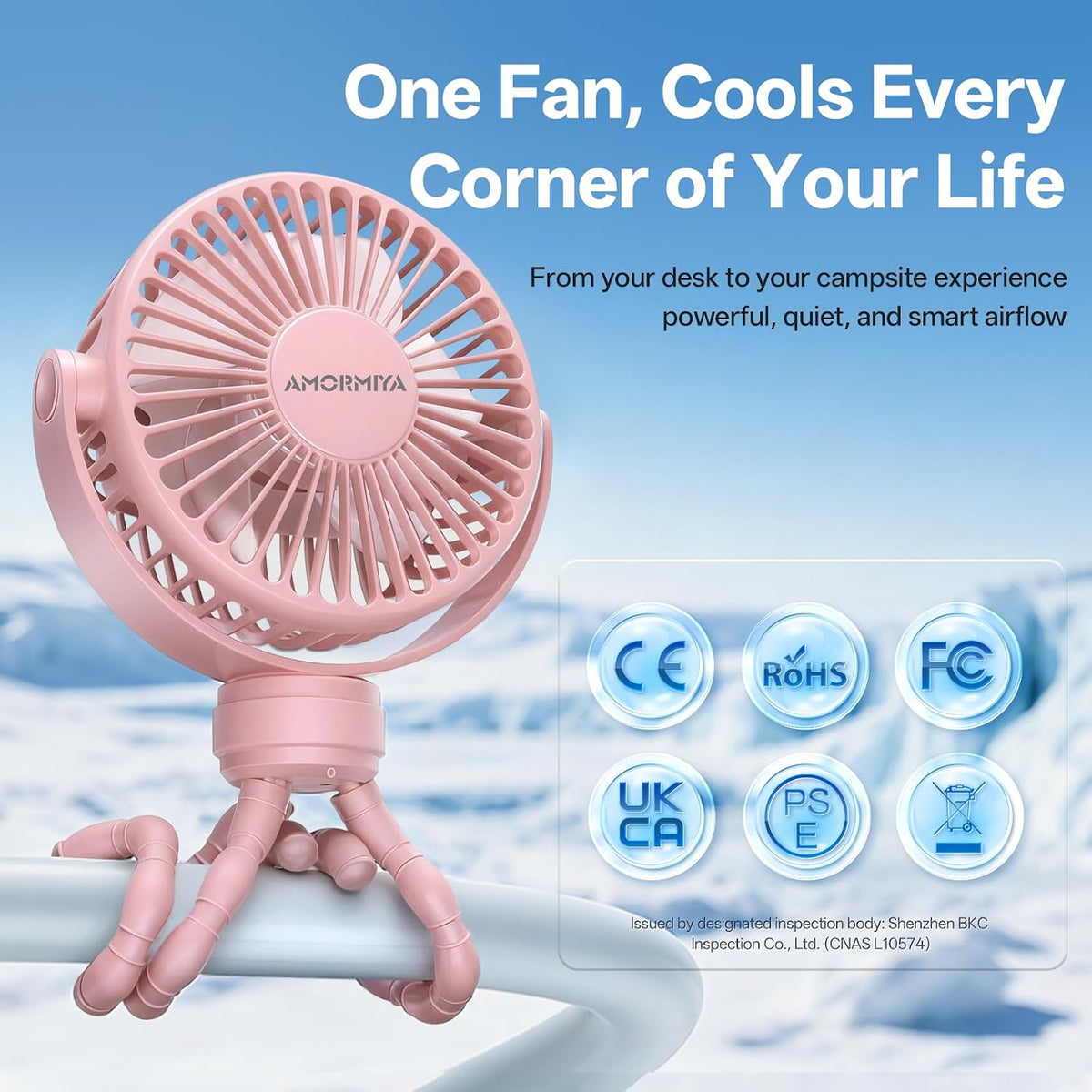 Portable Mini Stroller Fan for Car Desk Treadmill Golf Cart Blue