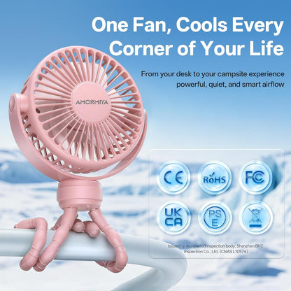 Portable Mini Stroller Fan for Car Desk Treadmill Golf Cart Blue
