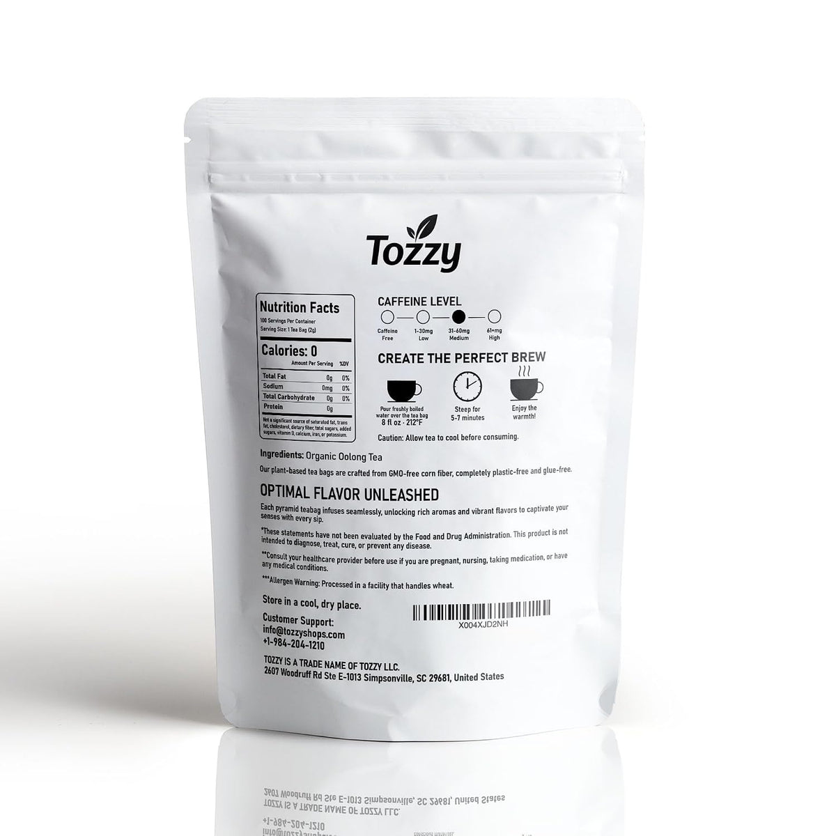 Tozzy Organic Oolong Tea – 100 Count, Plant-Based Pyramid Tea Bags