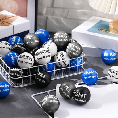 Liliful 100 Pcs Motivational Stress Balls Bulk Inspirational Squeeze Balls for Adults Anxiety Relief Fidget Toys Office Employee Gifts Classroom Rewards 2.2 Inch (Bright Colors)