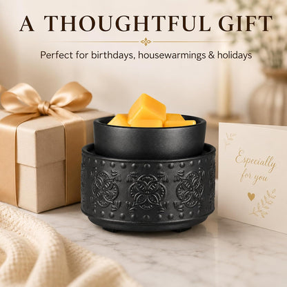 mocosa Ceramic Wax Melt Warmer, 3-in-1 Electric Wax Warmer for Scented Wax Melts, Flameless Candle Wax Burner for Home Fragrance, Bedroom Bathroom Office Decor, Gifts for Women Mom(Beige-Granular)