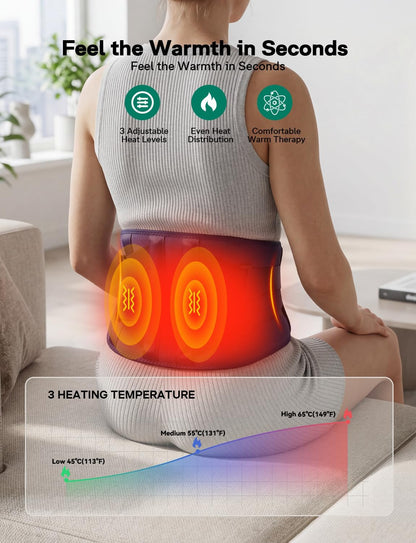10000mAh Cordless Heating Pad for Back Pain Relief, Rechargeable Wearable Back Massager with 3 Heat, 5 Vibration & Timer, Portable Heating Pad for Daily Comfort Anywhere, Gifts for Women Men Mom Dad