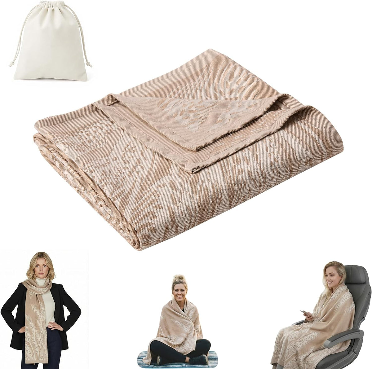 Travel Blanket Airplane - Ultra Soft & Lightweight Knit Design