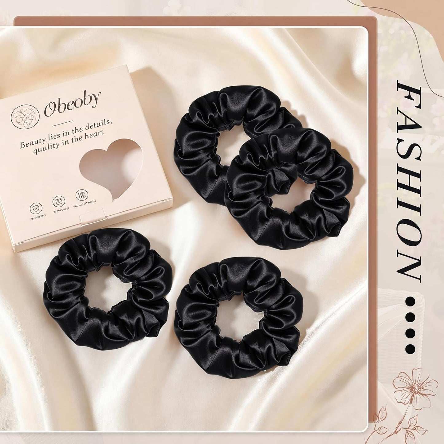 4 Pack 100% Mulberry Silk Scrunchies for Hair Sleep, No Damag Frizz Control Stylish Silk Hair Scrunchies Small Gifts for Women