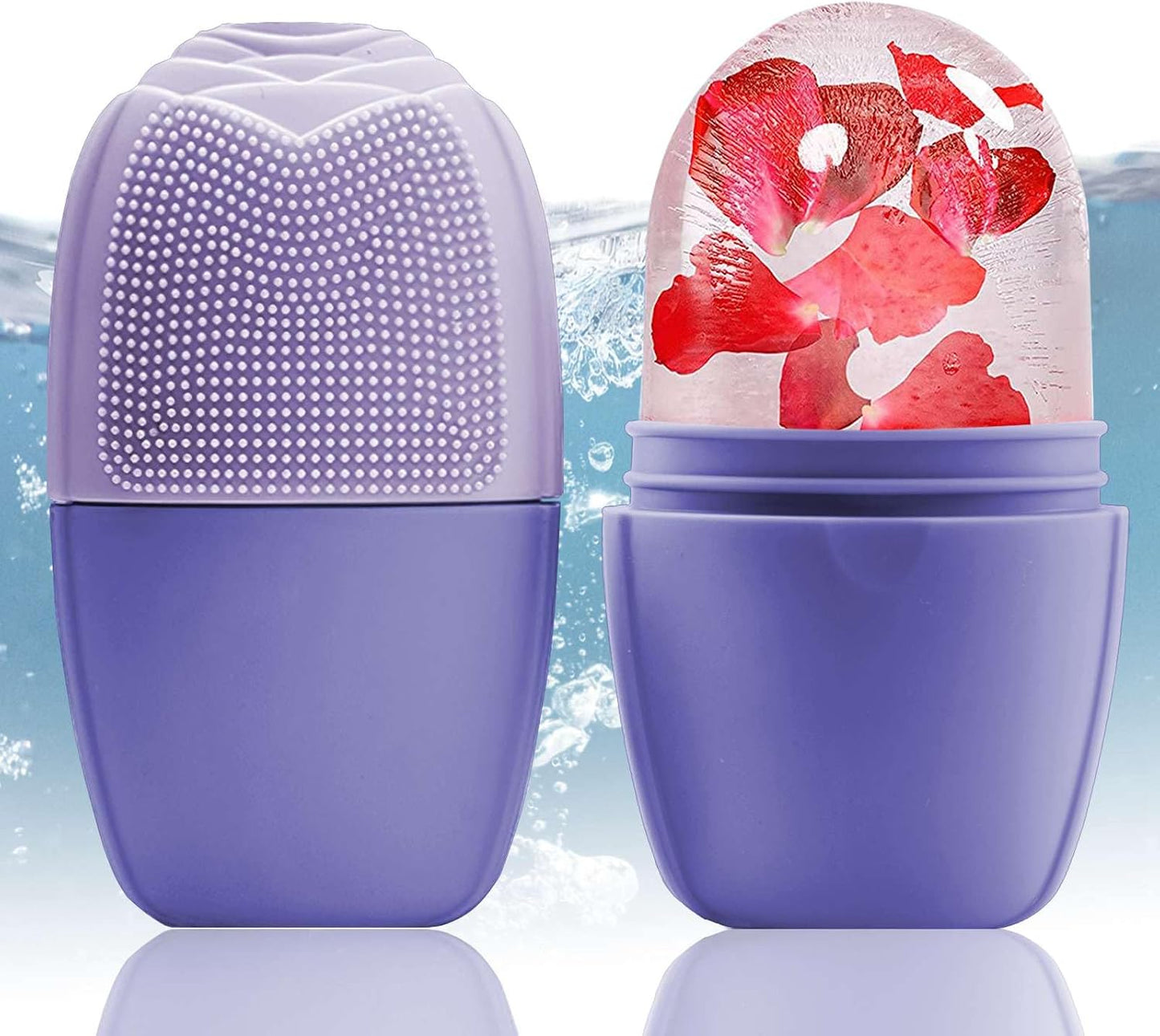 XHJRI Ice Cube Roller Massager for Face, Eyes and Neck Naturally Conditioning and Skin Care,De-Puff Eye Bags,Reduce Migraine Pain,Reusable Massage Silicone Ice Mold (Pink)