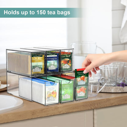 LANLISA Acrylic 6 Pack Tea Bag Organizer and Storage