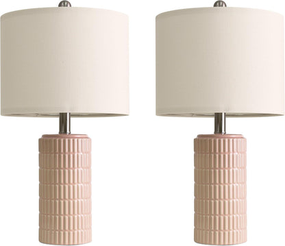 PoKat 20.75" Small Modern Ceramic Table Lamps Set of 2 for Bedroom, White Bedside Lamps for Night Stands, Farmhouse Desk Home Decor Gift Nightstand Table Lamps for Living Room End Table Beige