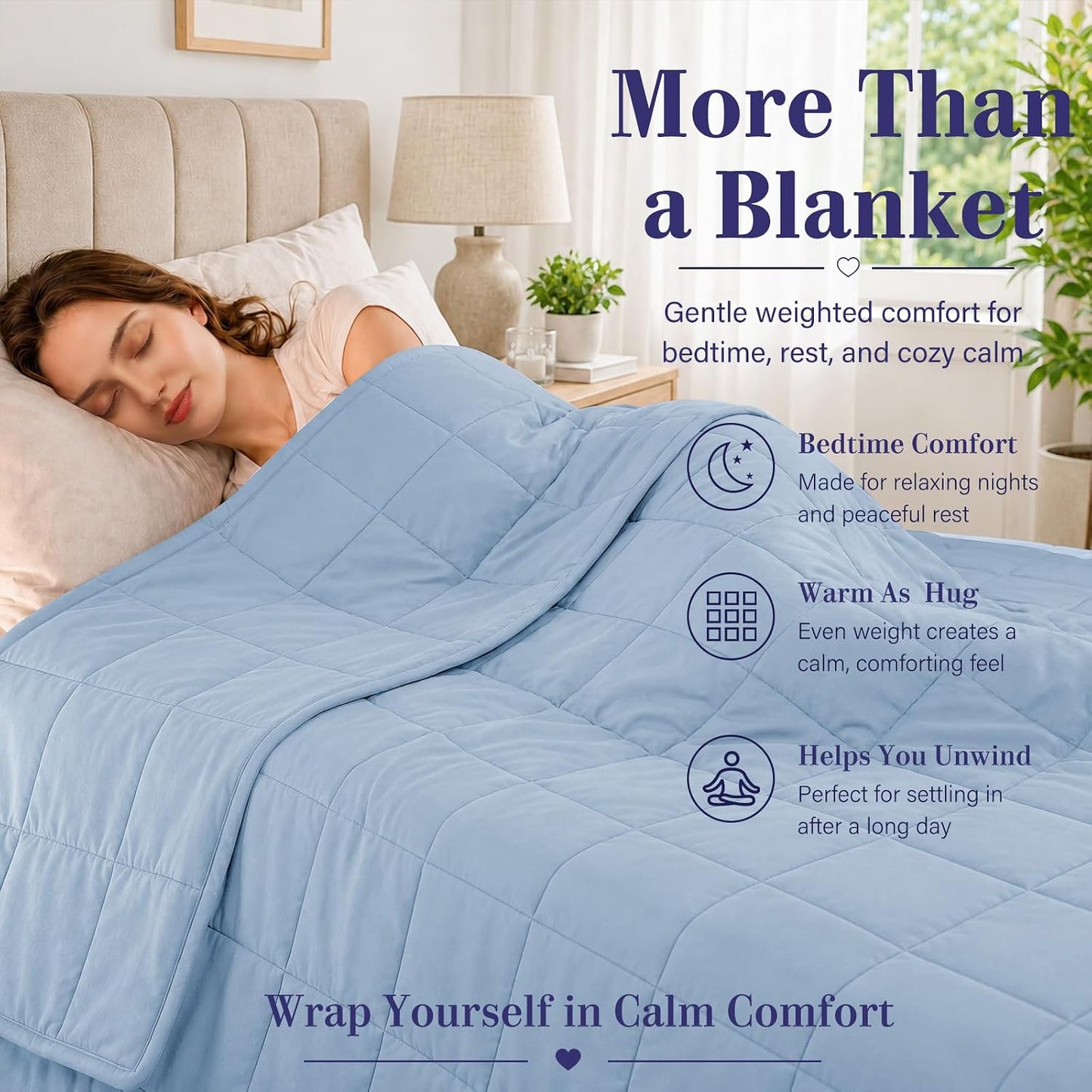 L'AGRATY Weighted Lap Pad 7lb: Small Weighted Blanket for Adults - Cooling Portable Travel Blanket for Relaxation Sleeping - Washable All-Season (29" x 24")