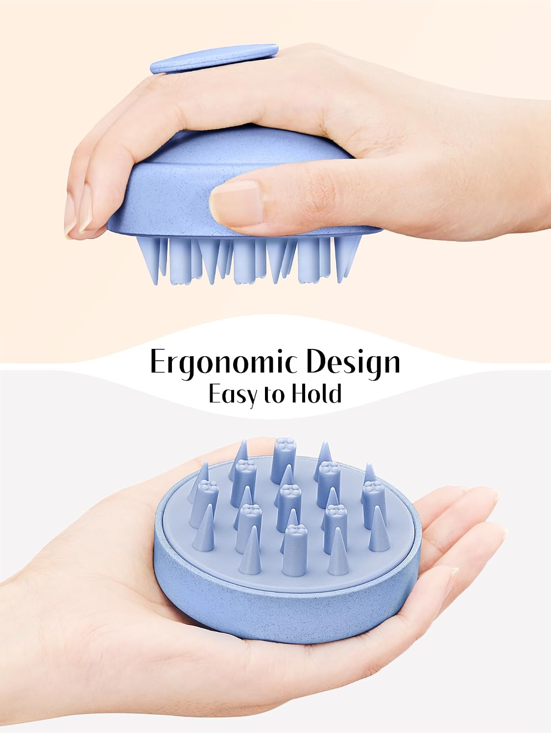 HEETA Hair Scalp Massager for Hair Growth, Shampoo Brush, Scalp Scrubber Exfoliator with Soft Silicone Bristles for Dandruff Removal to Relieve Stress, Wet Dry Use Updated Material, Beige