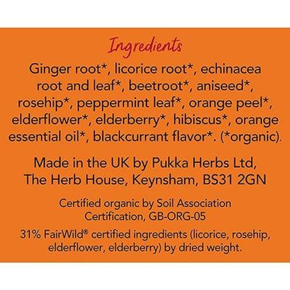 Pukka Elderberry & Echinacea Organic Herbal Tea, Perfect for Wellness Support, Caffeine Free, 80 Total Tea Bags (20ct - Pack of 4)