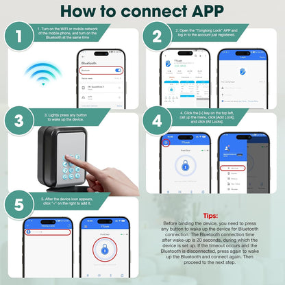 Smart Key Lock Box Electronic Bluetooth Lock Box with TTLOCK APP Control & PIN Code Types,Share eKey Lock Box for Airbnb Realtor House Office with Removable Shackle