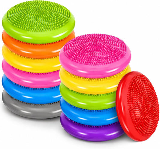 Amylove 6 Pcs Wiggle Seat Inflated Wobble Cushion for Sensory Kid 13 Inch Balance Disc Kids Flexible Seating Exercise Sensory Pad Chair Cushion for Classroom Office School (Bright)