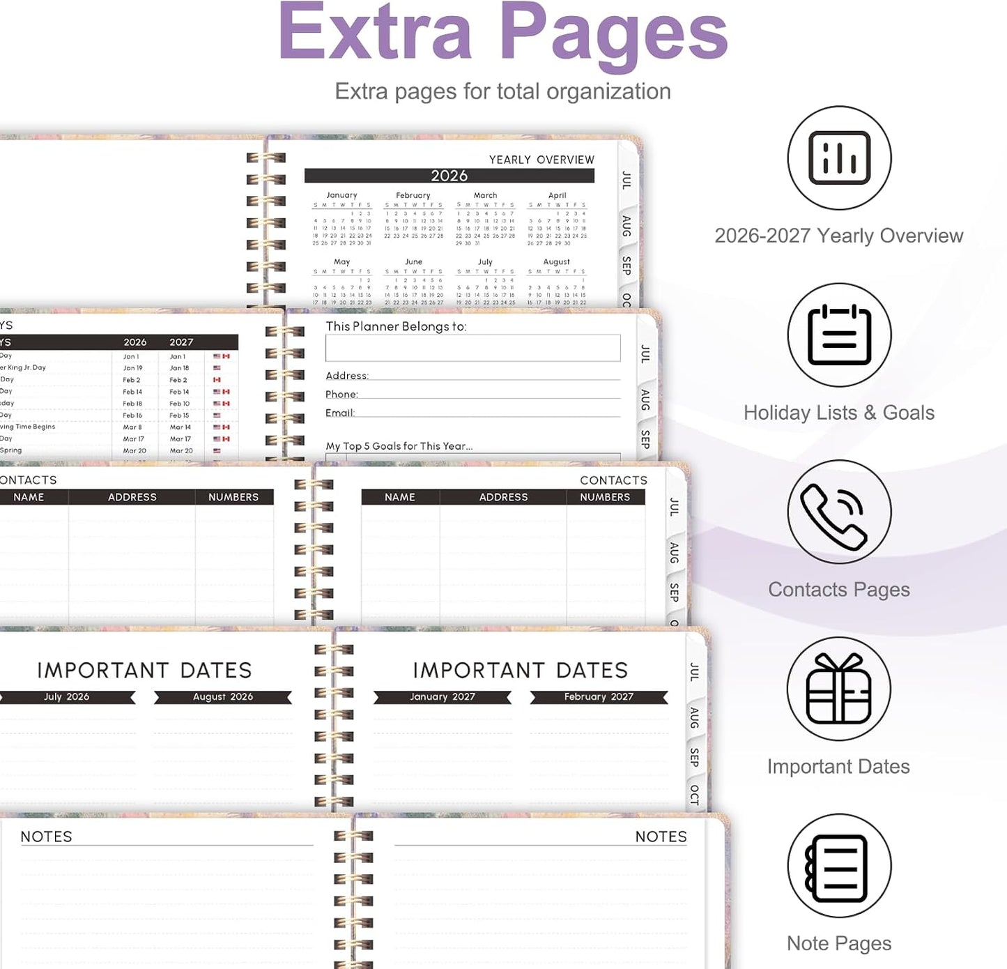 Planner 2026-2027, Weekly and Monthly Calendar Planner, JUL 2026 - JUN 2027 | A5(6.3'' x 8.5''), Hardcover, Agenda Book, Sprial Bound, Inner Pocket, Office and School Use
