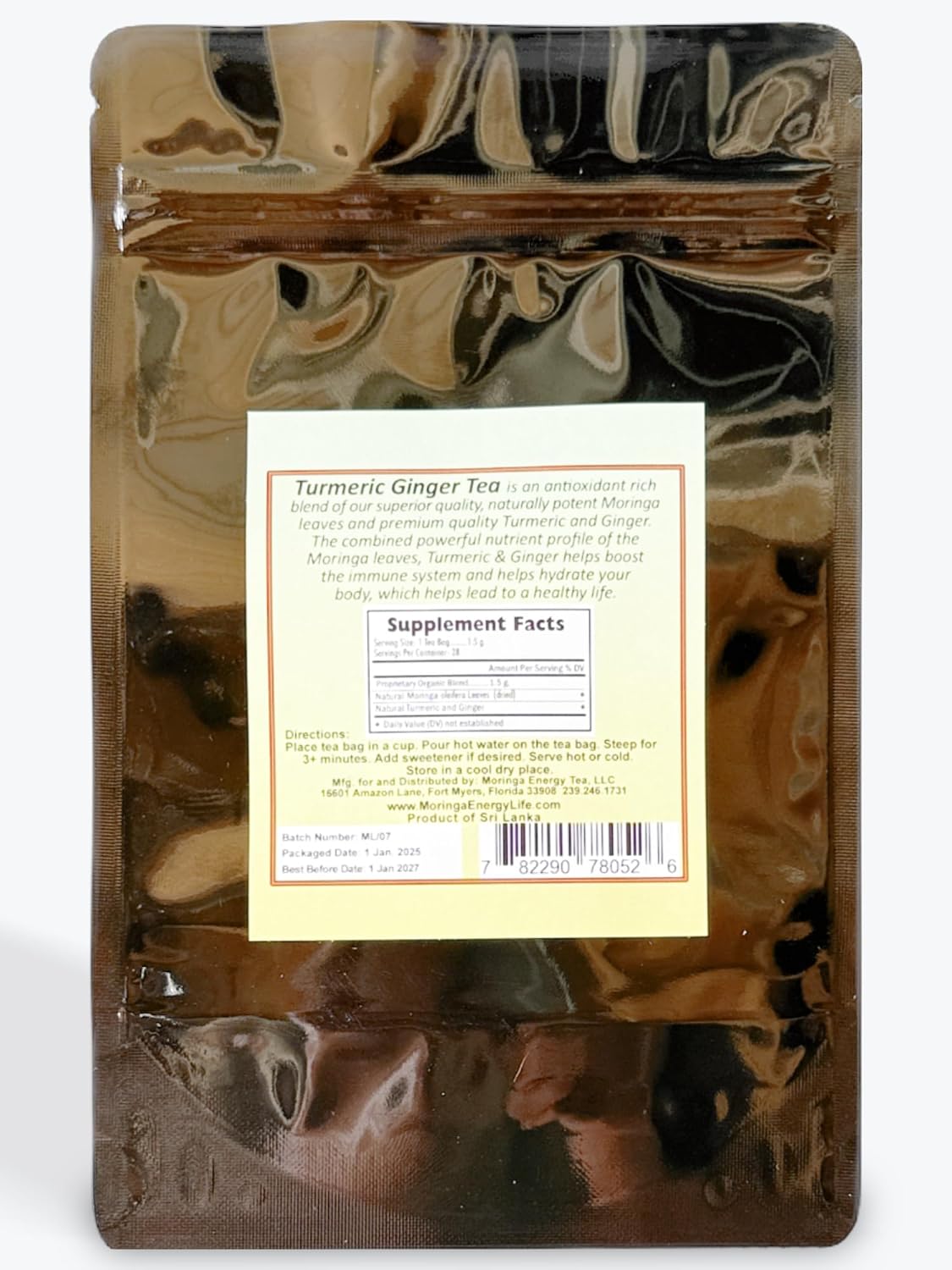 Moringa Turmeric Ginger Tea Bags 28 (Keto, Detox, Paleo, Vitamin & Minerals Booster, Vegan, Gluten-Free, Non-GMO, Caffeine-Free)