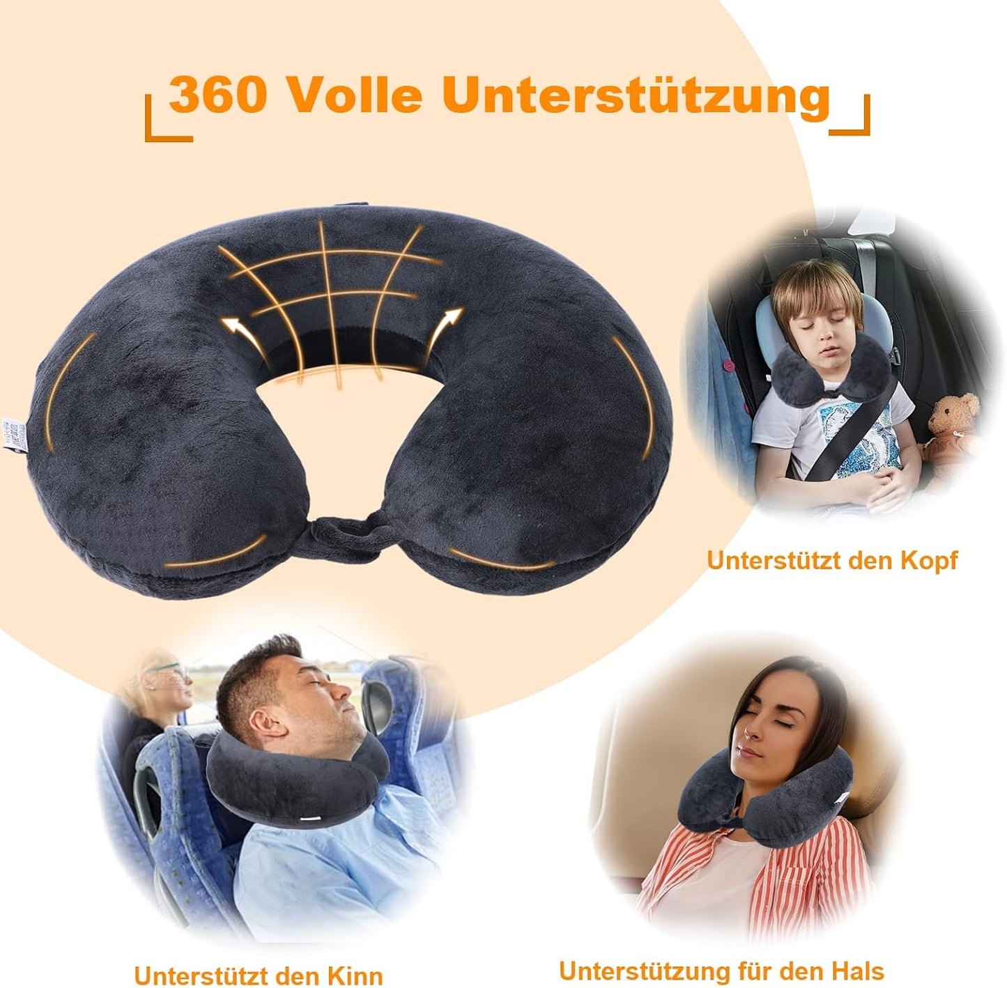 Travel Pillow,100% Pure Memory Foam U Shaped Neck Pillow,Super Lightweight Portable Headrest Great for Airplane, Car,Home,Office,Sleeping Rest (Grey)