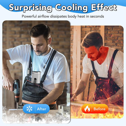 Portable Waist Fan, Rechargeable 3000mAh Battery, 25H Runtime, 6600RPM Turbo Dual Clip, 4 Speeds Adjustable, Belt Fans for Hiking, Riding, Fishing, Hands-Free Hanging Fan Gifts for Worker