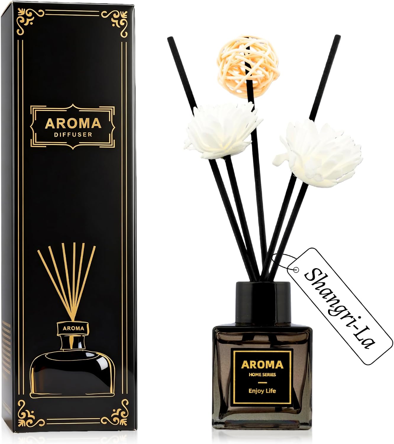 Reed Diffuser Set, 1.7 fl oz Scent Diffuser with Sticks, Jasmine Scent for Bathroom Accessories Shelf Decor, Air Fresheners for Home, Home Fragrance Products, House Office Room Decor Aesthetic Gift
