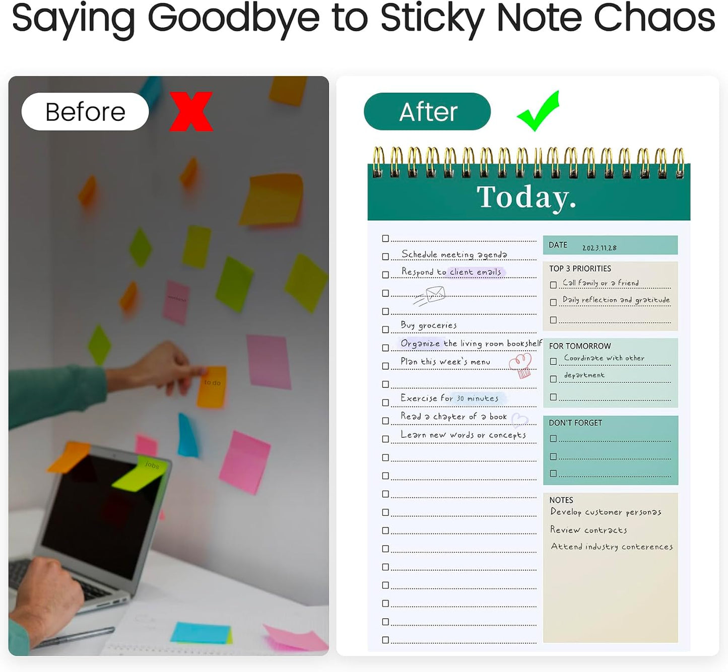 To Do List Notepad - To Do List Notebook for Work with 52 Sheets, Undated Daily Planner Perfect for Enhanced Productivity and Goal Achievement - Green