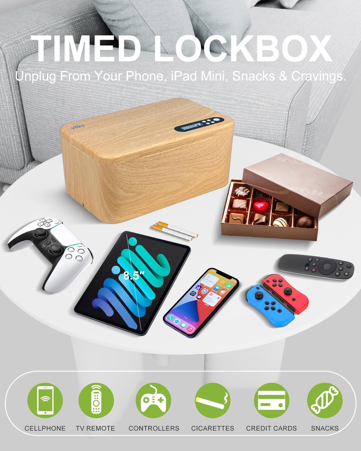 Timed Lock Box with Timer | Phone Lock Box for Self-Control, Charge While Locked | Safe cellphone storage locker Unplug from Phones,Video Games & Snacks | reduce Screen Time for Kids, Students & Adult