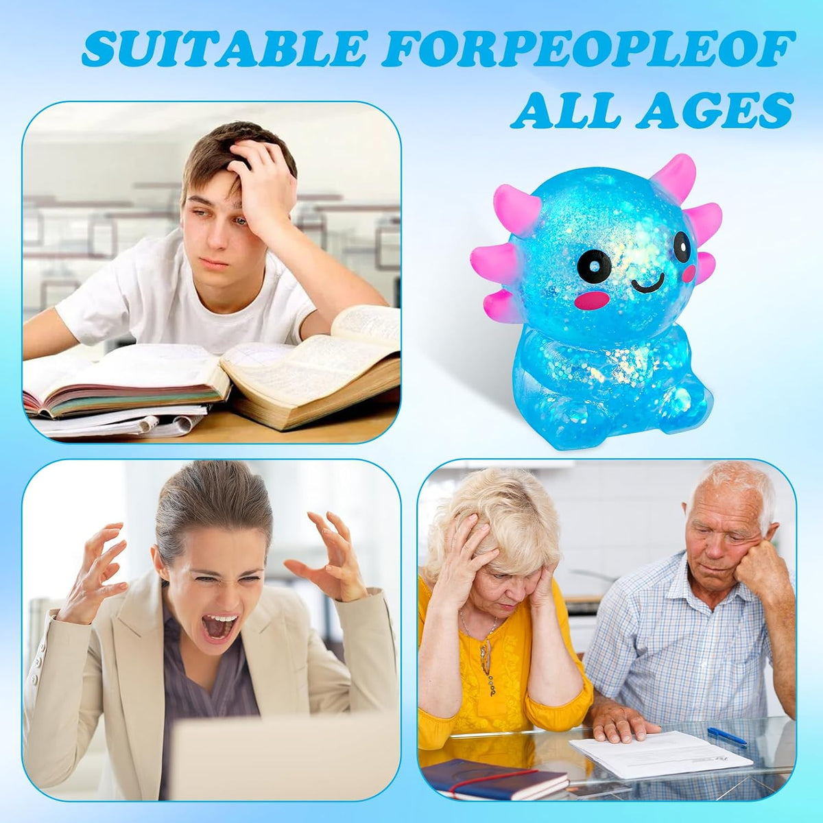 Axolotl Stress Balls for Adults, Squishy Axolotl Figurines Sensory Ball