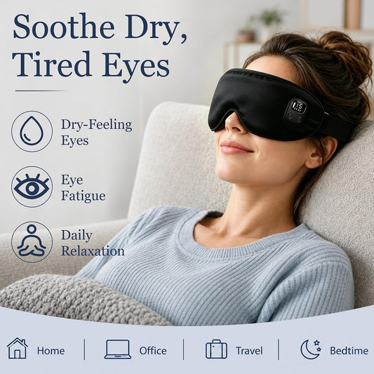 Cordless Heated Eye Mask-4 Heat Levels & 4 Timers Heated Eye Mask Rechargeable for Dry Eyes Warm Compress for Eyes Home Office Travel Sleep Soft Adjustable Portable Eye Mask Gift for Women Men