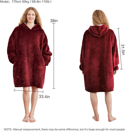 AmyHomie Wearable Blanket Hoodie for Adults & Teens,Oversized Sherpa Hooded Blanket,Warm Cozy Blanket Sweatshirt as Christmas Birthday Gifts for Women Men