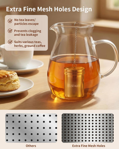 House Again 2 Pack Tea Infuser, Extra Fine Mesh Tea Infusers for Loose Tea, 18/8 Stainless Steel Tea Strainer with Extended Chain Hook, Tea Steeper for Brew Tea, Spices & Seasonings
