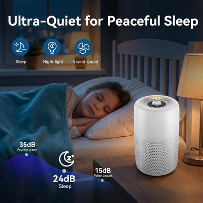 2 Pack YARIKI Air Purifiers for Bedroom with H13 True HEPA Filter,360° Air Intake,Essential Oil Diffuser,Night Light, 24dB Quiet Compact Air Purifier,P60