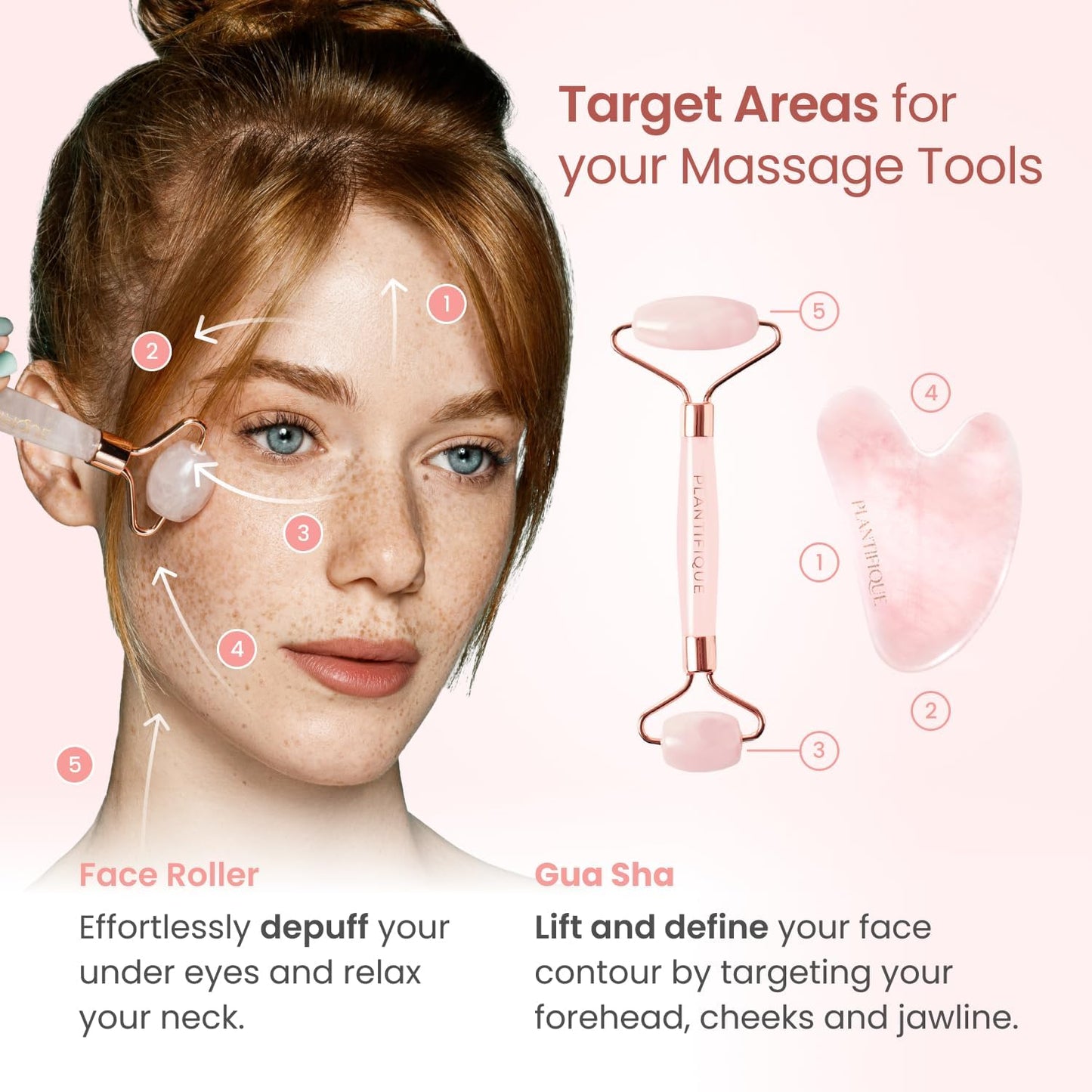 PLANTIFIQUE Stainless Steel Gua Sha and Ice Roller for Face & Body - Cooling Facial Tool Set to Reduce Puffiness, Improve Lymphatic Drainage & Soothe Skin
