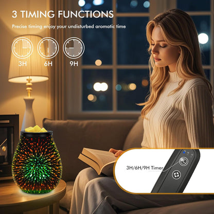 Wax Melt Warmer for Scented Wax- Glass Wax Melter for Home Fragrance with Removable Tray, Essential Oil Warmer Wax Cubes Burner Aroma Night Light for Home Office Bedroom Decor Gifts for Women