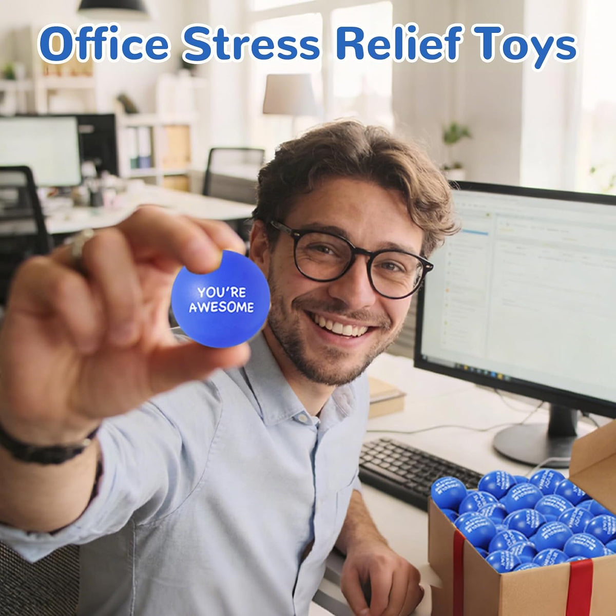 108 Pack Motivational Stress Balls Bulk for Adults & Kids Foam Stress Toys