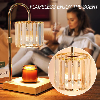 Yuichoy Candle Warmer Lamp with Timer, Dimmable Electric Candle Wamer Adjustable Height, Gifts for Women Mom, Glass Modern Candles Melter Lamp, Black