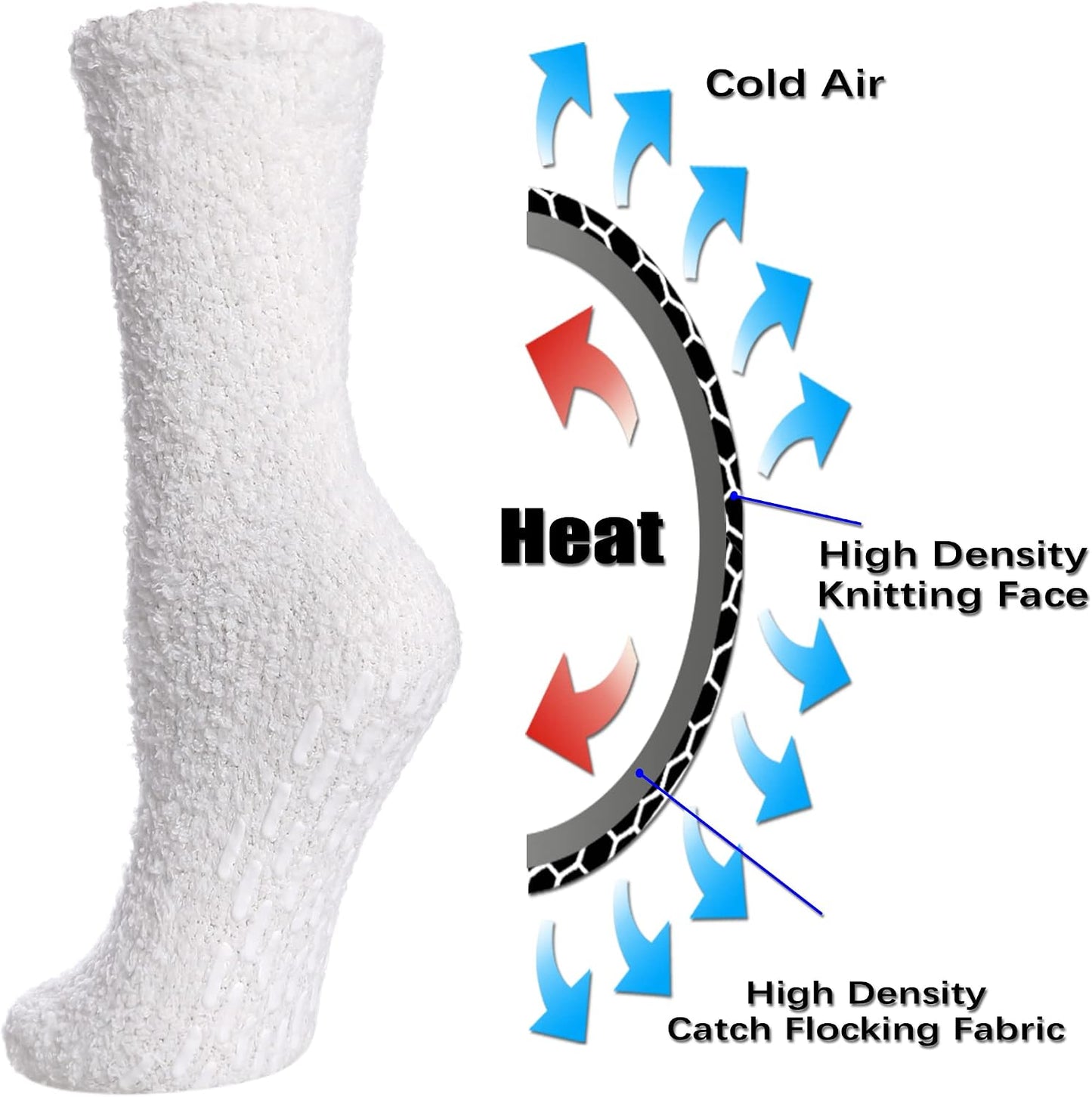 FNOVCO Non Slip Socks for Women Winter Warm Cozy Fuzzy Slipper Socks Soft Fluffy Hospital Socks with Grips