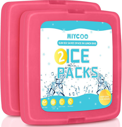 MIYCOO Ice Packs for Lunch Boxes & Coolers - Quick Freeze Ice Pack Space Saving Freezer Packs - Reusable Slim Original Cool Pack - Cooler Accessories for Beach, Camping and Fishing
