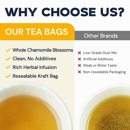 Chamomile Tea Bags, Chamomile Flower Herbal Tea, 50 Teabags