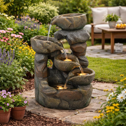 4-Tiered Outdoor Tabletop Water Fountain 17.9”