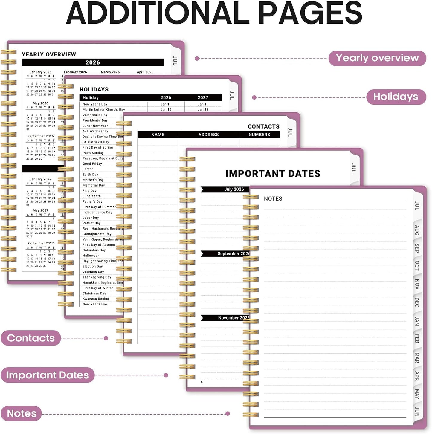 Planner 2026-2027, 8.5" x 11" Weekly and Monthly Academic Year Planner Calendar, July 2026 - June 2027, Hardcover Large School Planning Agenda With Tabs, Perfect for School & Office Supplies, A4, Green