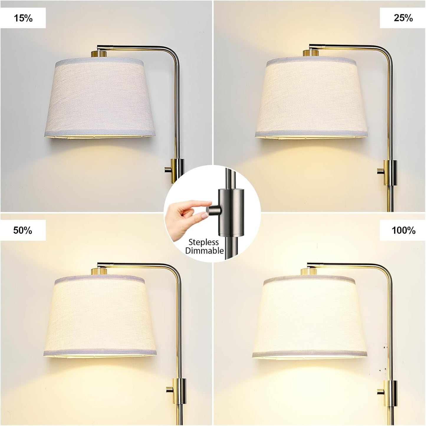 【Upgraded】 Dimmable Floor Lamp, 1000 Lumens LED Edison Bulb Included, Arc Floor Lamps for Living Room Modern Standing Lamp with Linen Shade, Tall Lamp for Bedroom Office Dining Room- Black