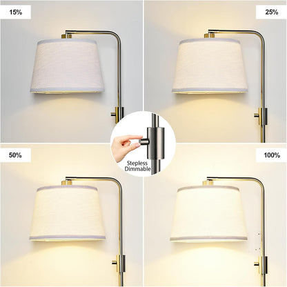 【Upgraded】 Dimmable Floor Lamp, 1000 Lumens LED Edison Bulb Included, Arc Floor Lamps for Living Room Modern Standing Lamp with Linen Shade, Tall Lamp for Bedroom Office Dining Room- Black