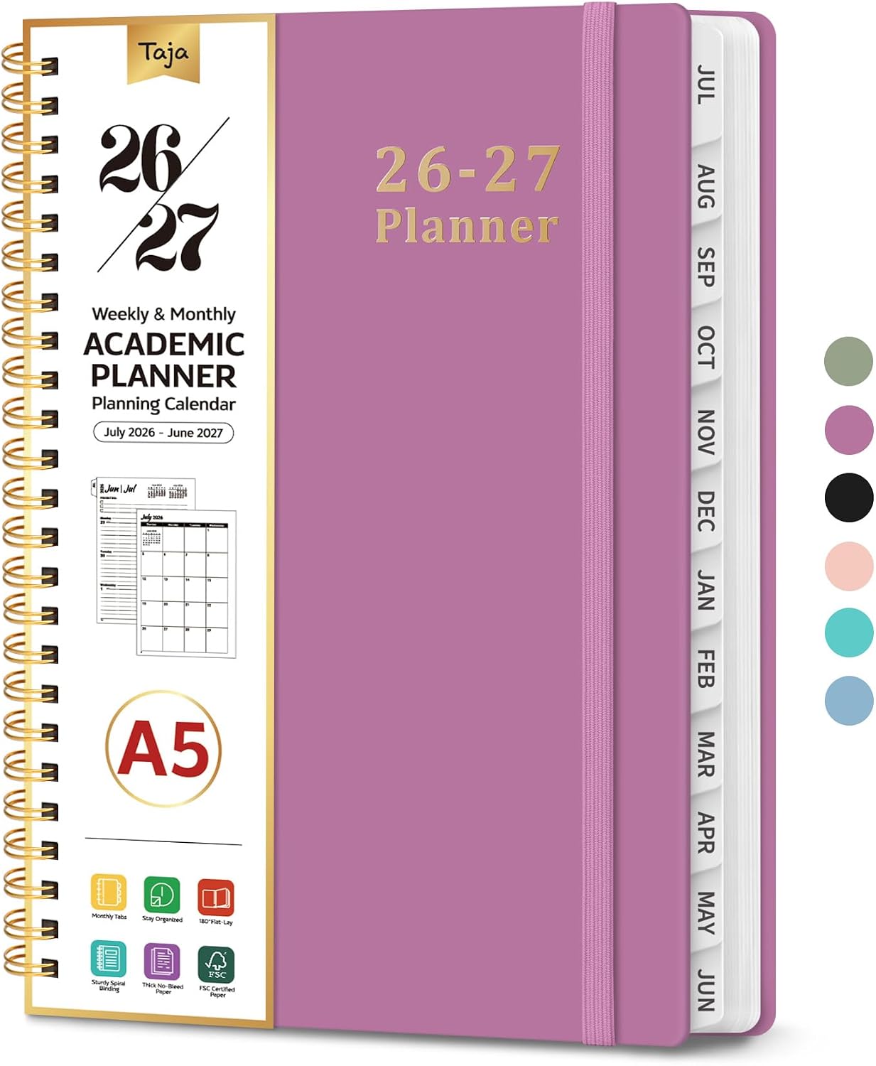 Planner 2026-2027, 8.5" x 11" Weekly and Monthly Academic Year Planner Calendar, July 2026 - June 2027, Hardcover Large School Planning Agenda With Tabs, Perfect for School & Office Supplies, A4, Green