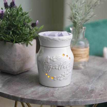 Candle Warmers ETC. Illumination Fragrance Warmer- Light-Up Warmer for Warming Scented Candle Wax Melts and Tarts or to Freshen Room, White Harmony