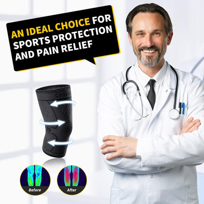 CAMBIVO 2 Pack Knee Braces for Women & Men, Knee Compression Sleeves for Knee Pain Relief, Knee Support with Non-Slip Silicone, Breathable, for Running, Workout, Weightlifting & Daily Use, Arthritis Support (Black, Medium)